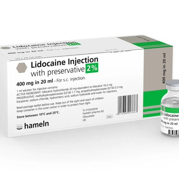Lidocaine 20mlx1 2% bottle English